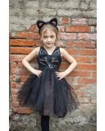 Black Cat Dress & Headpiece Size 5-6