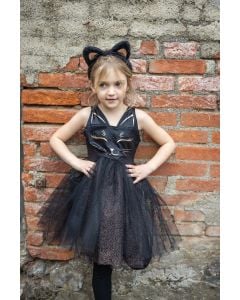 Black Cat Dress & Headpiece Size 5-6