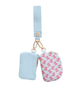 Blue Bow Dual Wallet Wristlet