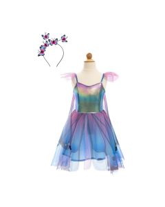 Blue Butterfly Twirl Dress with Wings & Headband SIze 5-6