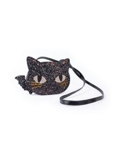 Cat's Meow Black Chunky Glitter Kitty Purse