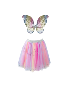 Rainbow Sequins Skirt, Wings & Wand